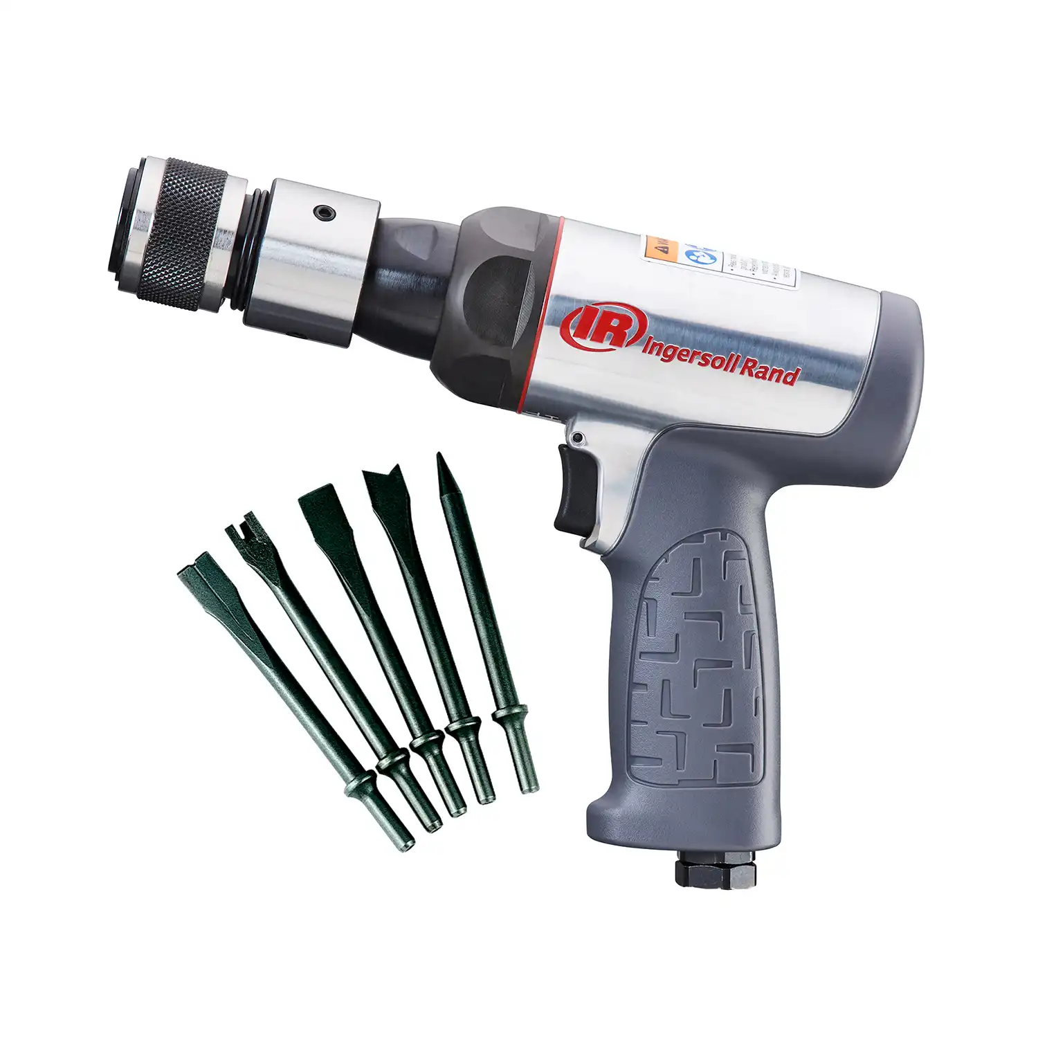 Marteau pneumatique à vibrations réduites avec jeu de 5 burins, 3530 BPM, course 2-5/8”, tige ronde